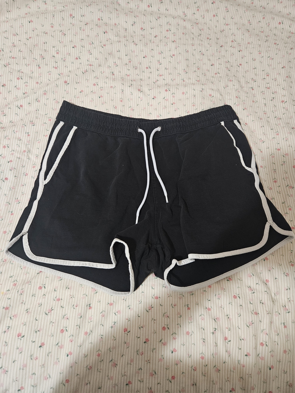 H&M Black Athletic Shorts with White Trim